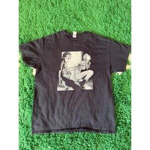 Gildan Heavy Cotton Black Graphic T Shirt Large Horror Movie Character Art